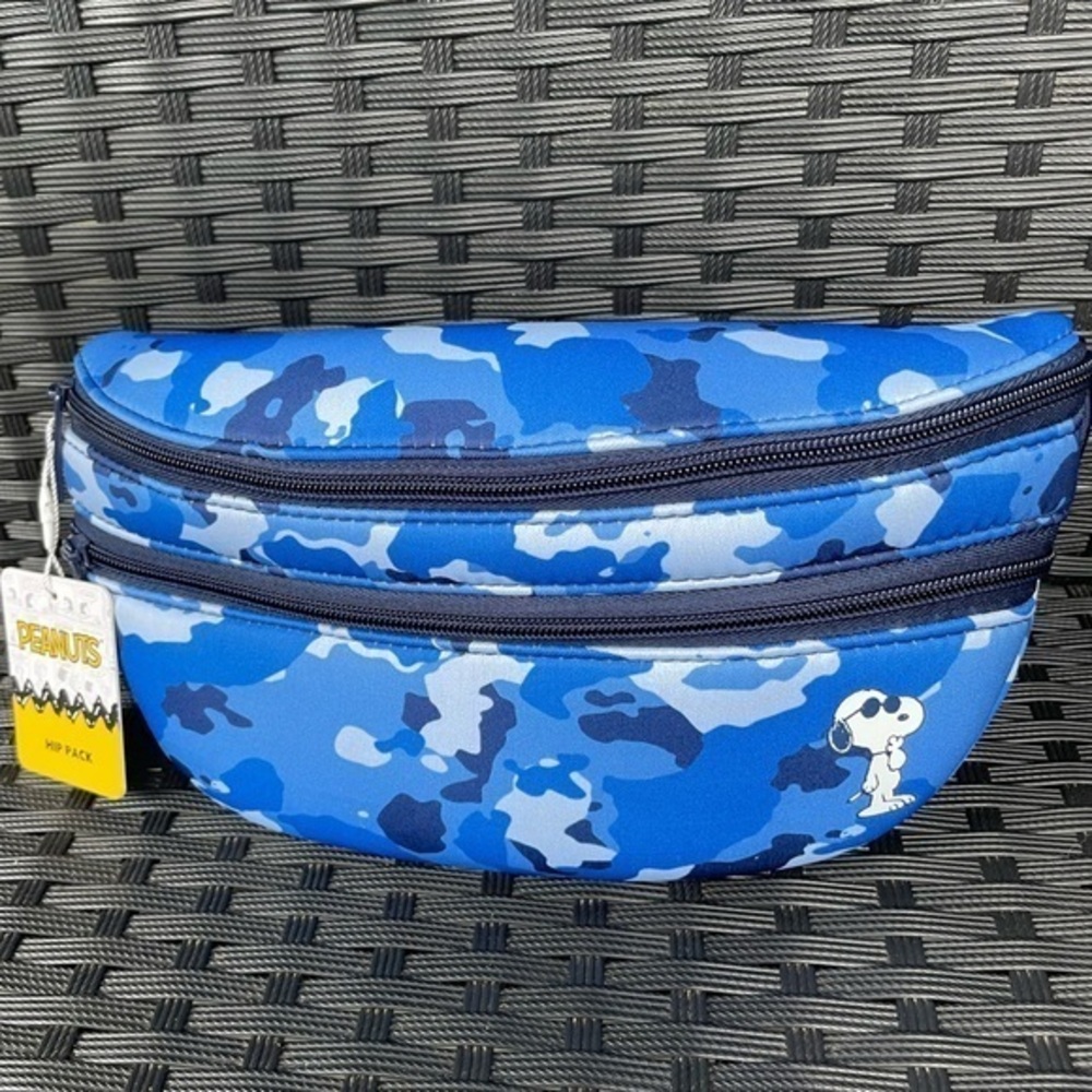 Peanuts Blue Camouflage Waist Bag, snoopy waist Bag,